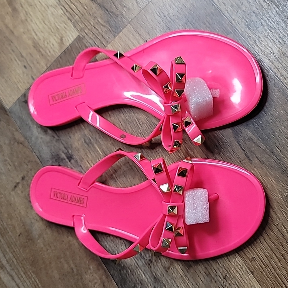 Pink Studded Bow Jelly Sandals